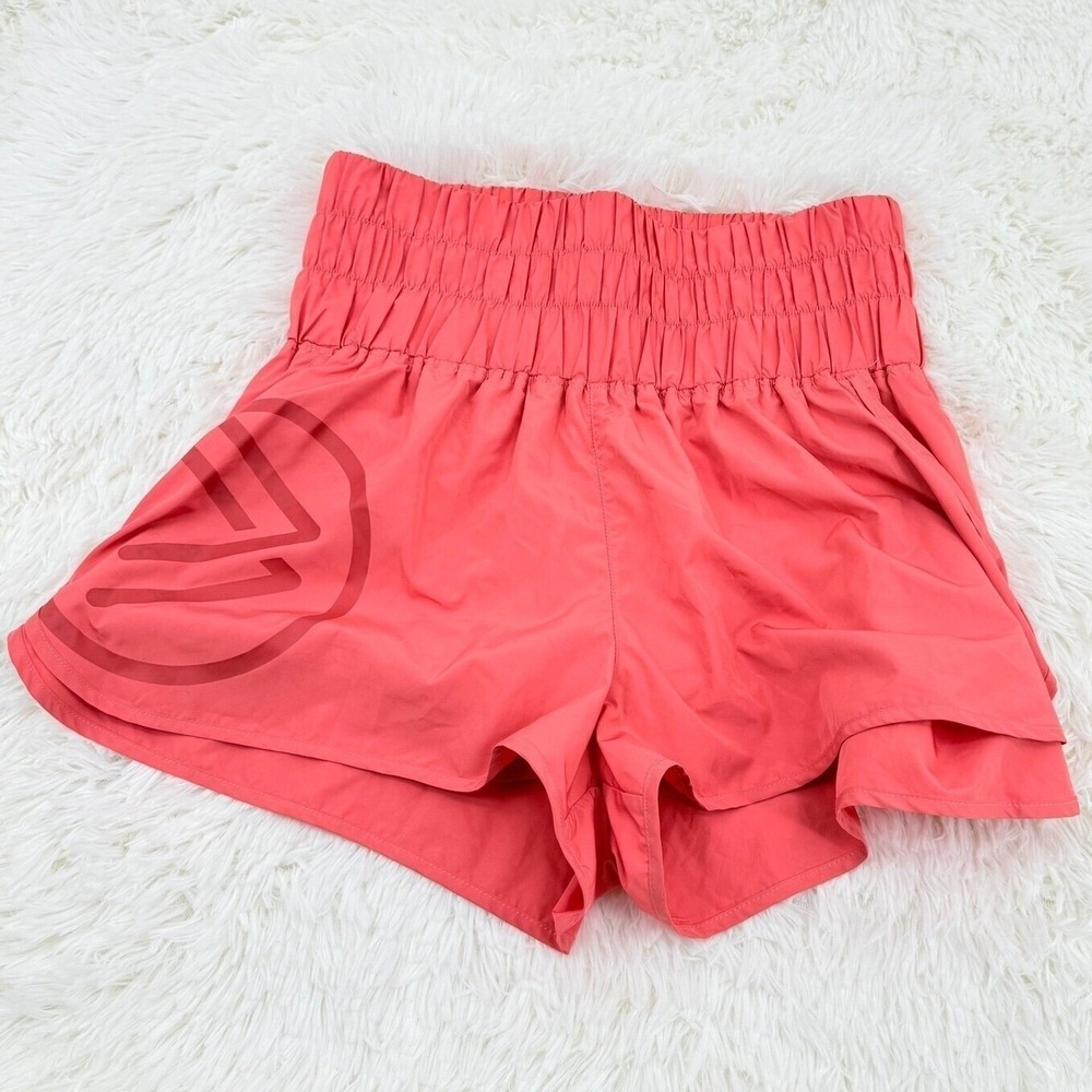 Savvi Womens Medium Coral Athletic‎ Shorts High Waist Running Workout Athleisure